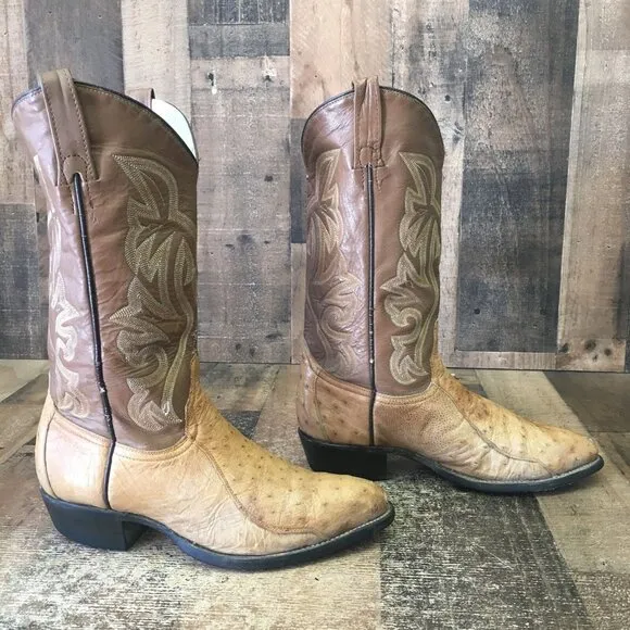 Cowtown Vintage Ostrich Western Cowboy Boots Mens 8 EE