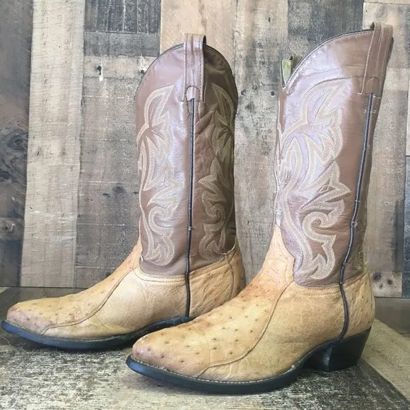 Cowtown Vintage Ostrich Western Cowboy Boots Mens 8 EE