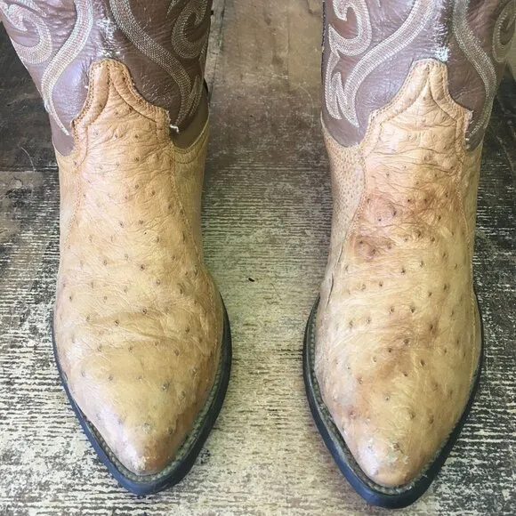 Cowtown Vintage Ostrich Western Cowboy Boots Mens 8 EE