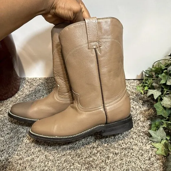Cowtown VTG Brown Leather Round Toe Roper Western Cowgirl Boots Size 4.5 B New