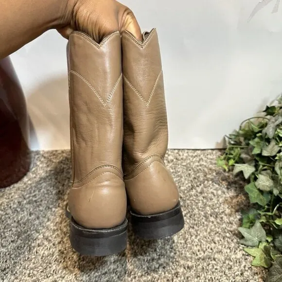Cowtown VTG Brown Leather Round Toe Roper Western Cowgirl Boots Size 4.5 B New