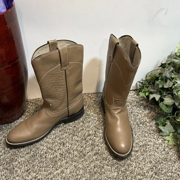 Cowtown VTG Brown Leather Round Toe Roper Western Cowgirl Boots Size 4.5 B New