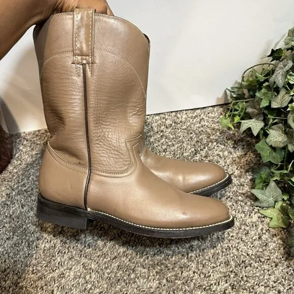 Cowtown VTG Brown Leather Round Toe Roper Western Cowgirl Boots Size 4.5 B New