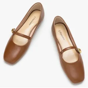 C.Paravano Women's Mary Jane Flats | Comfortable Square Toe Ballet Flats