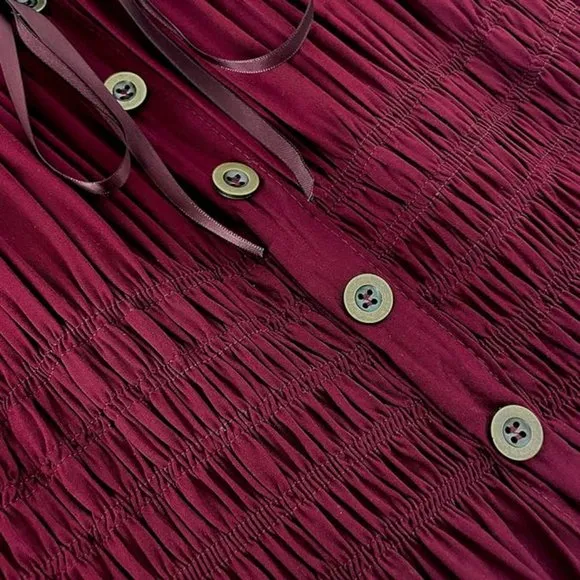Cranberry Red Retro Off the Shoulder Tiered Maxi Long Prairie Dress 50s 60s New