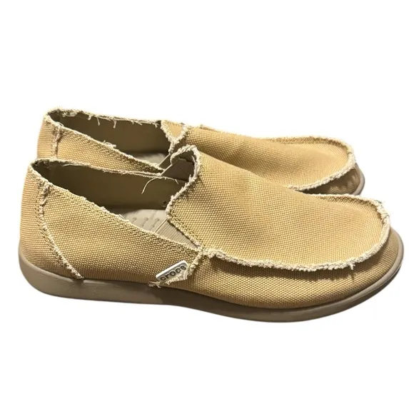 Crocs Santa Cruz Mens Size 9 Khaki Comfort Slip On Casual Loafer Shoes NWOT