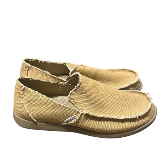Crocs Santa Cruz Mens Size 9 Khaki Comfort Slip On Casual Loafer Shoes NWOT