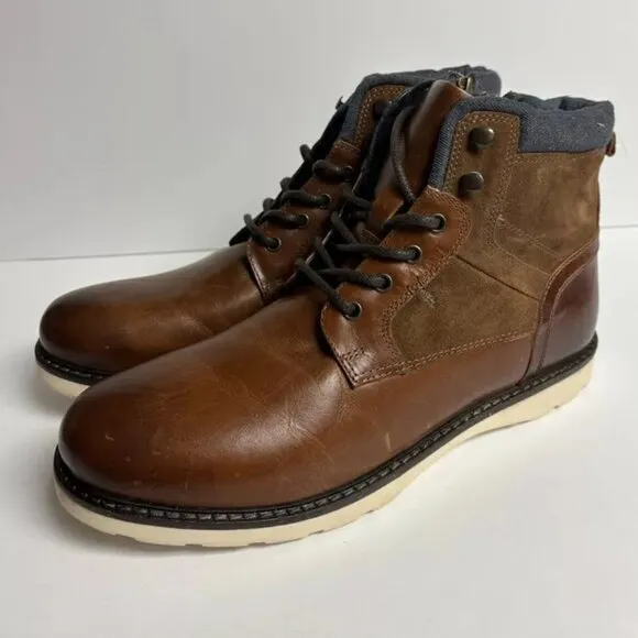 Crown Vintage Men’s Signy Cognac Brown Lace-Up Boots, Size 11.5 M