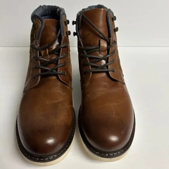 Crown Vintage Men’s Signy Cognac Brown Lace-Up Boots, Size 11.5 M
