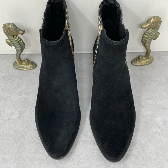Crown Vintage Tolana 2 Chelsea Ankle Boots Women's Size 9M, Black Suede/Cow Hair