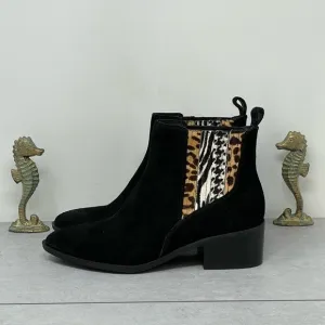 Crown Vintage Tolana 2 Chelsea Ankle Boots Women's Size 9M, Black Suede/Cow Hair