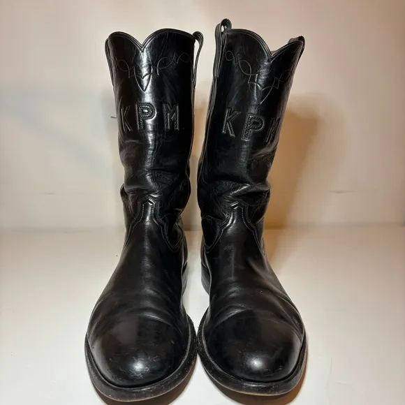 Custom Made Kangaroo Western Boots By Morado Brothers Almond Toe Black Size 12