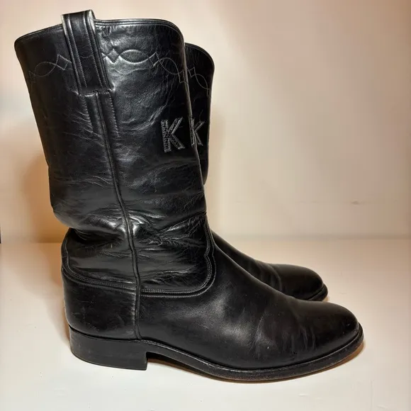Custom Made Kangaroo Western Boots By Morado Brothers Almond Toe Black Size 12