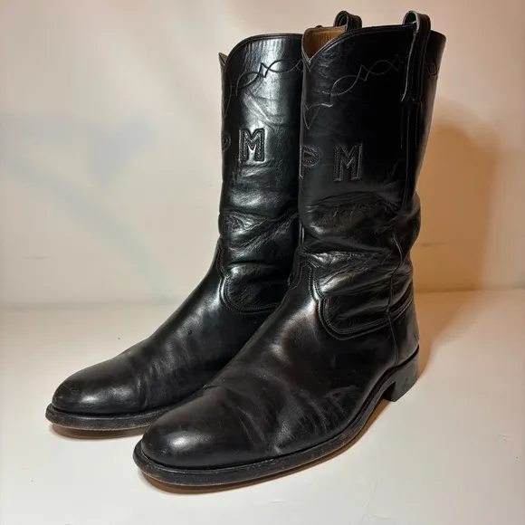 Custom Made Kangaroo Western Boots By Morado Brothers Almond Toe Black Size 12