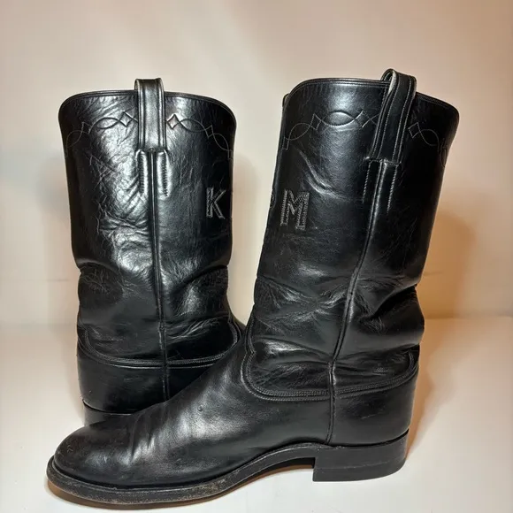 Custom Made Kangaroo Western Boots By Morado Brothers Almond Toe Black Size 12
