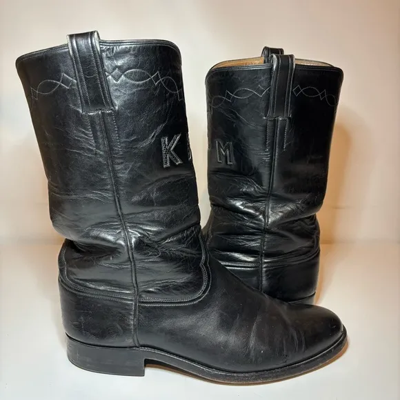 Custom Made Kangaroo Western Boots By Morado Brothers Almond Toe Black Size 12