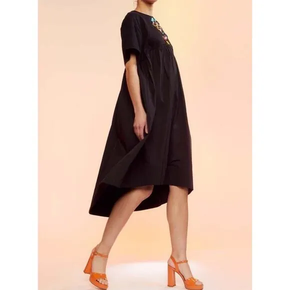 Cynthia Rowley Gem Stone T-shirt Dress In Black Size L