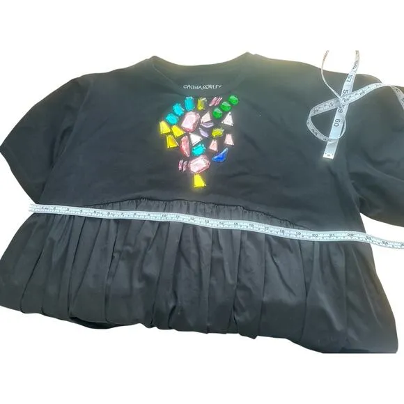 Cynthia Rowley Gem Stone T-shirt Dress In Black Size L