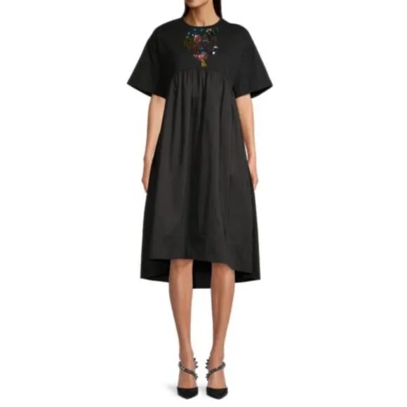 Cynthia Rowley Gem Stone T-shirt Dress In Black Size L