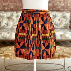 Cynthia Rowley Orange Multi Southwestern Aztec Circle Mini Skirt M