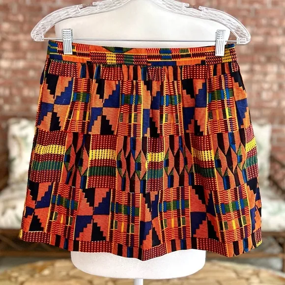 Cynthia Rowley Orange Multi Southwestern Aztec Circle Mini Skirt M
