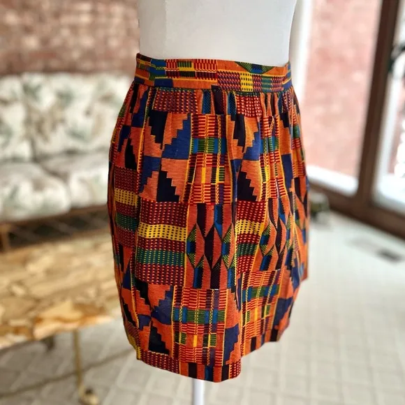 Cynthia Rowley Orange Multi Southwestern Aztec Circle Mini Skirt M