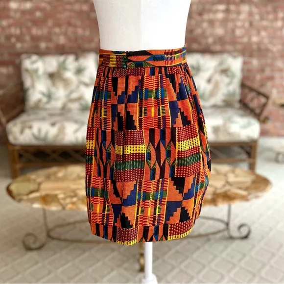 Cynthia Rowley Orange Multi Southwestern Aztec Circle Mini Skirt M
