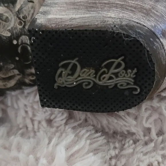 Dan Post Brown and Pink Heeled Boots with Floral Embroidery