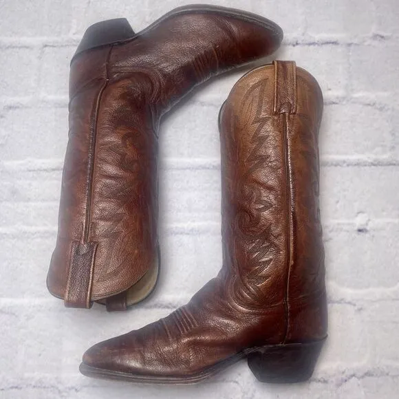 Dan Post Cowhide Western Boots Mens Size 8.5D Brownish Red Leather 16781 Vintage