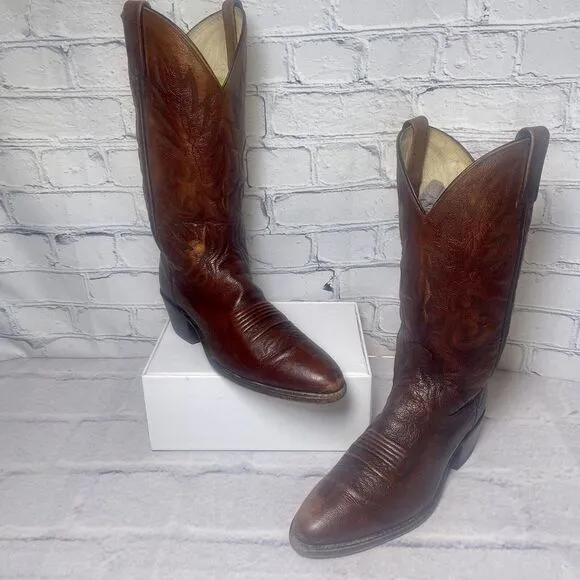 Dan Post Cowhide Western Boots Mens Size 8.5D Brownish Red Leather 16781 Vintage