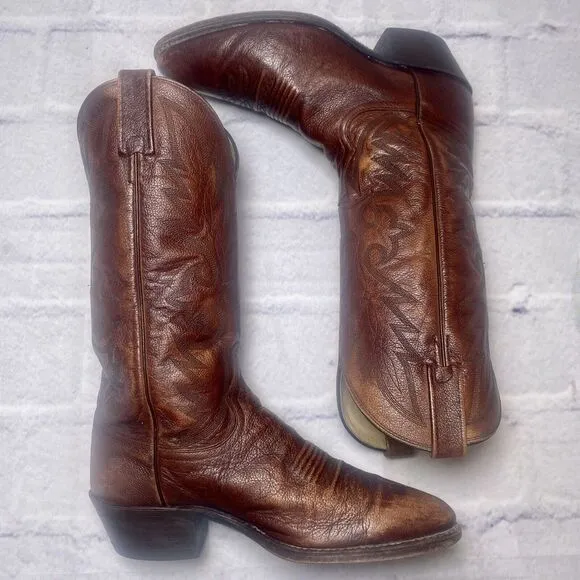Dan Post Cowhide Western Boots Mens Size 8.5D Brownish Red Leather 16781 Vintage