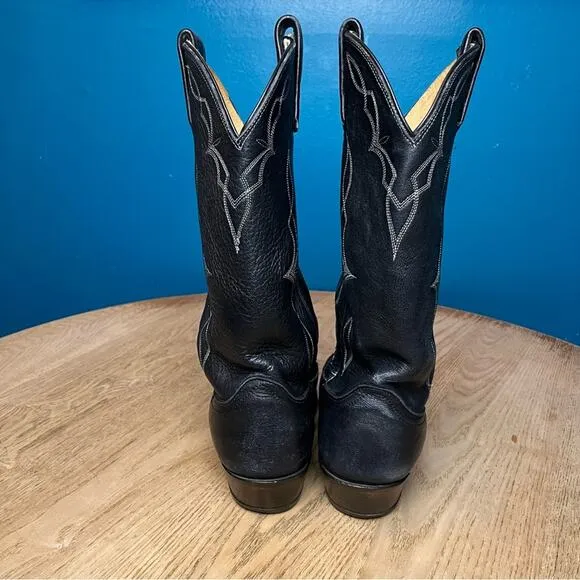 Dan Post Vintage Black Leather Cowboy Boots Western Two Tone Men’s Size 8.5D