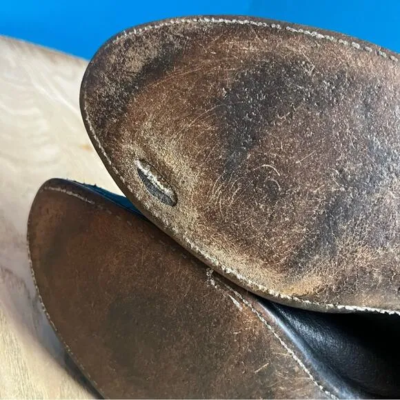 Dan Post Vintage Black Leather Cowboy Boots Western Two Tone Men’s Size 8.5D