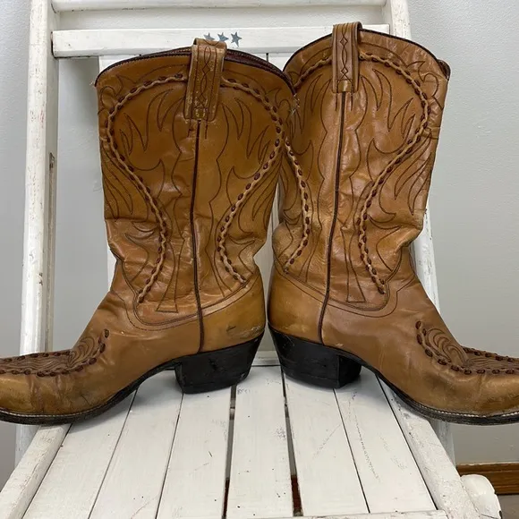 ⭐️Dan Post Vintage Laredo Brown Leather Men's Cowboy boots size 10