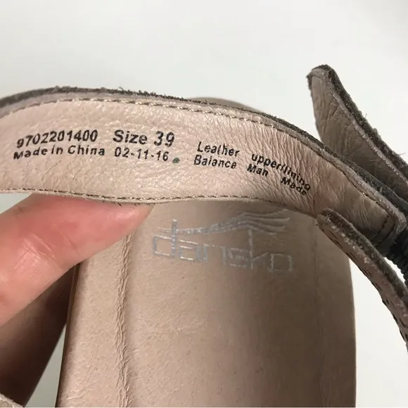 Dansko Jacinda Chestnut Nubuck Leather Perforated Slingback Clog Sandals Sz 39