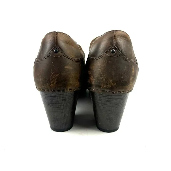 Dansko Nevin Mary Jane Shoes 41 Brown Leather Chunky Studded Clogs Womens