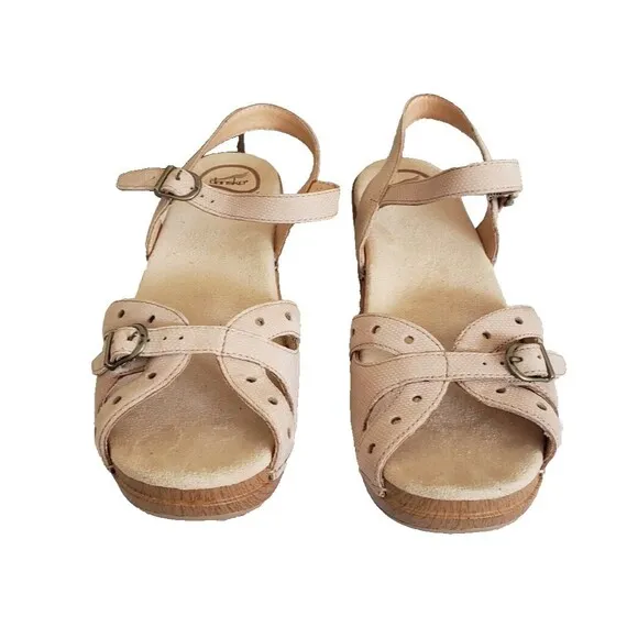Dansko Sissy Strappy Leather Sandal Women 41 Cream Boho Hippie Minimalist Comfy