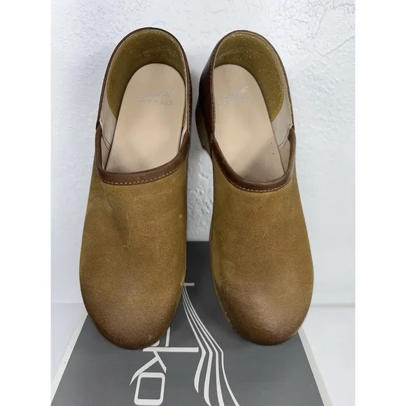 Dansko Women's Brenna Slip-On Clog - Tan Burnished Suede EU 40  US 9.5-10