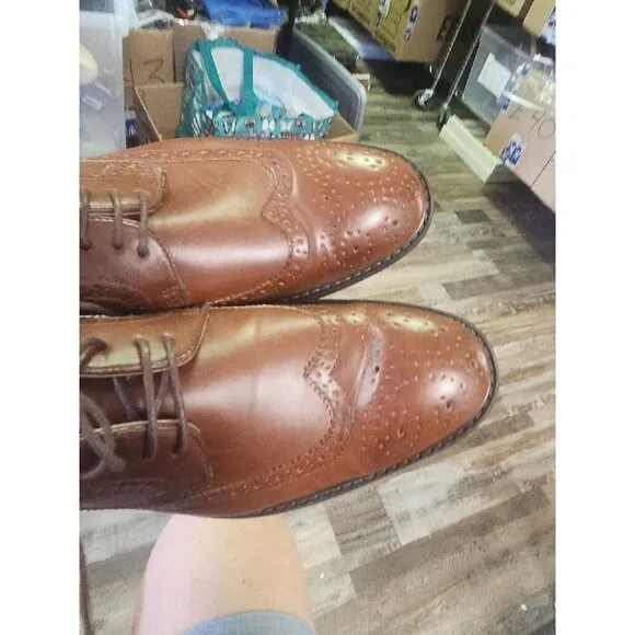 DAVID STONE MEN'S BROWN  OXFORD LACE UP DRESS SHOES SIZE 10.5