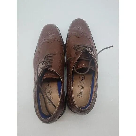 DAVID STONE MEN'S BROWN  OXFORD LACE UP DRESS SHOES SIZE 10.5