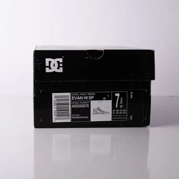 DC Evan Hi Sp Kids Youth Raspberry Skateboard Shoe