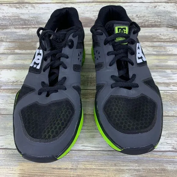DC Shoes Mens 10 Black Lime Unilite‎ Trainers Skateboard Sneakers