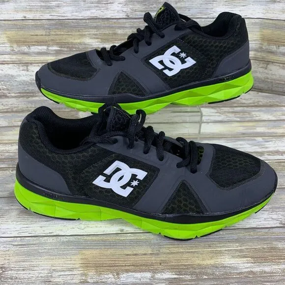 DC Shoes Mens 10 Black Lime Unilite‎ Trainers Skateboard Sneakers