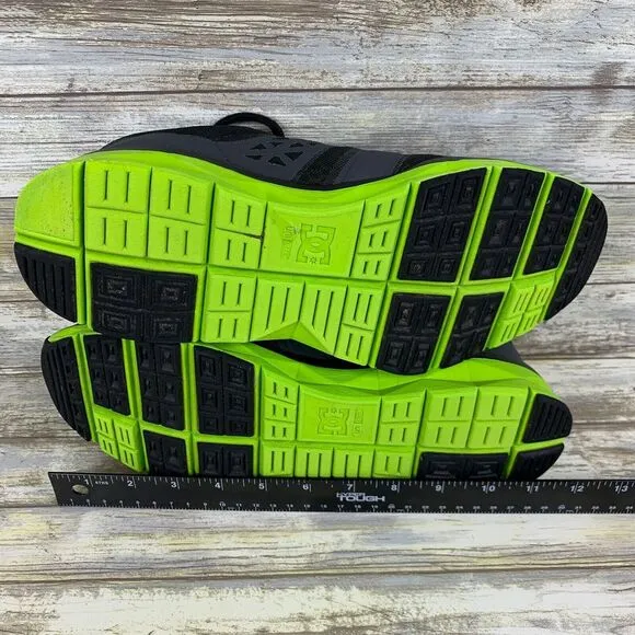 DC Shoes Mens 10 Black Lime Unilite‎ Trainers Skateboard Sneakers
