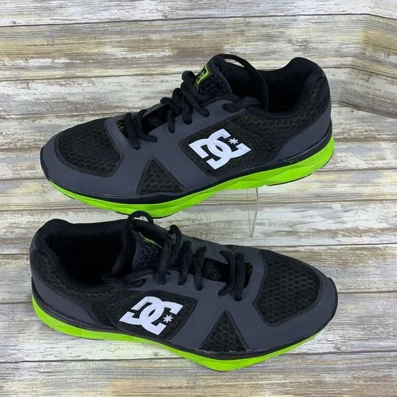 DC Shoes Mens 10 Black Lime Unilite‎ Trainers Skateboard Sneakers