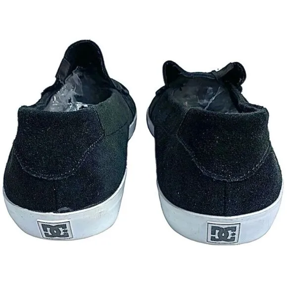 DC Shoes Skateboard Men’s Sneakers Slip On Flats Size 11 Medium Black Suede EUC