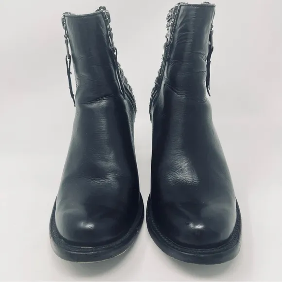Denver Boots Lady Gabriel Boho Western Mexican Leather Black Boots, Size 7