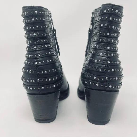 Denver Boots Lady Gabriel Boho Western Mexican Leather Black Boots, Size 7