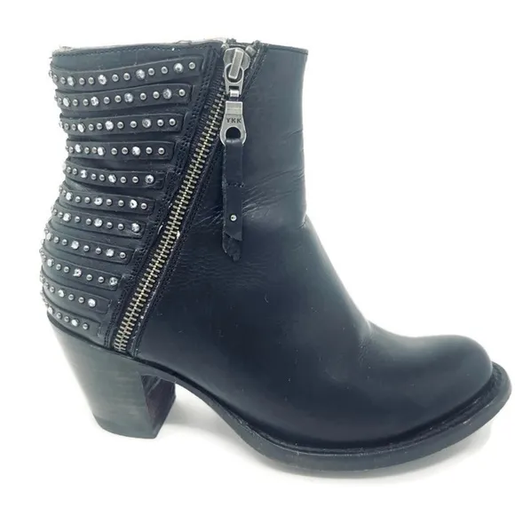 Denver Boots Lady Gabriel Boho Western Mexican Leather Black Boots, Size 7