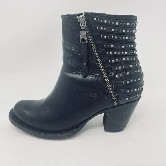 Denver Boots Lady Gabriel Boho Western Mexican Leather Black Boots, Size 7